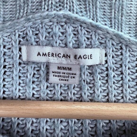 American Eagle Sweater Womens Medium teal Knit Pullover Crewneck Cozy Soft - Picture 4 of 13